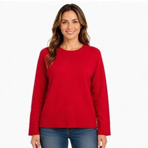 Liverpool Los Angeles Bright Red Organic Cotton Crewneck Sweater LM8397SW2 S‎